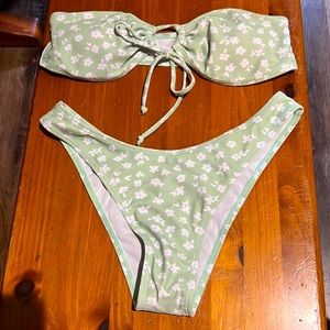 Brand: SHEIN, size: small, color: light green and white, type: bikini